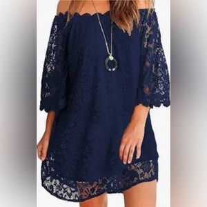 OURS Blue lace mini dress. Like new, worn once. Size L